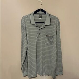 Greg Norman Collection Light Gray Striped Polo Shirt